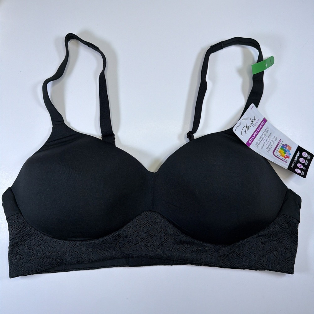 Playtex US4830 Comfort Flex Fit Ultra Soft Wirefree Bra Womens Large Black NWT